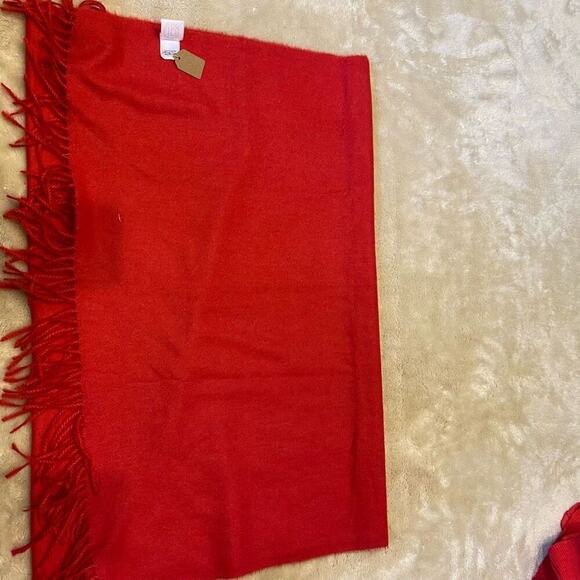 Red Pashmina Fringed Scarf | Sz OS - Picture 3 of 5